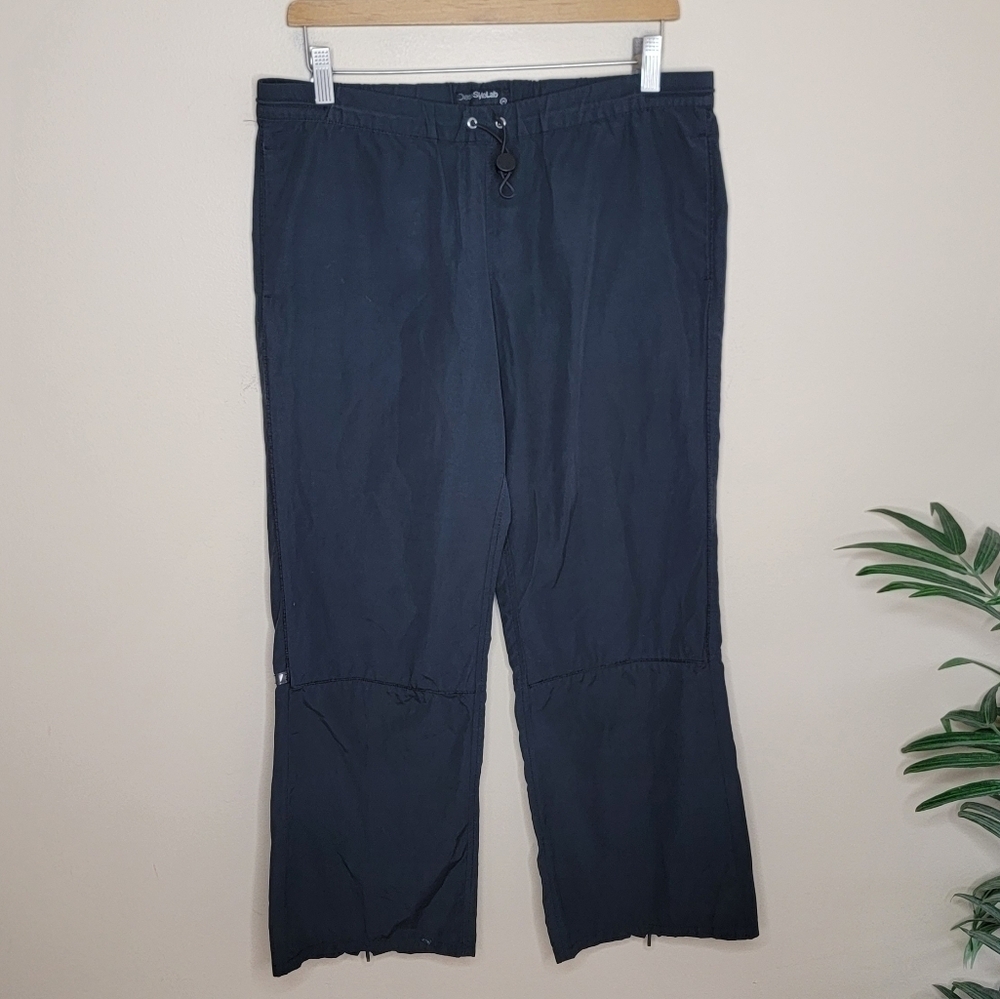 Diesel Style Lab | 90s 00s Y2K Black Cropped Cotton Nylon Blend Pants